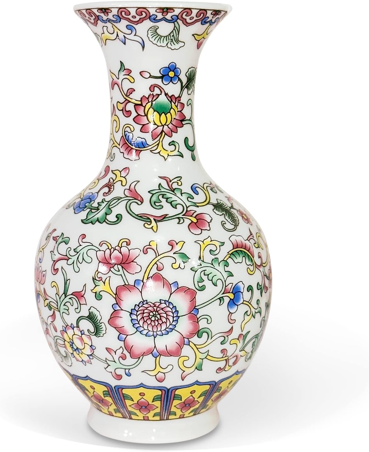 – Fanquare European Enamel Vase, Small Floral Porcelain for Home Decor, Classic Ceramic Flower Vase for Table, 13.4cm