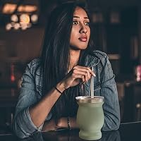 Vista 7 de Beruth Bombilla Yerba Mate Gourd, juego de tazas de té de acero inoxidable de 8 onzas con una tapa multifuncional, dos popotes y cepillos