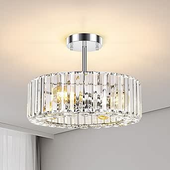 FRIDEKO Kronleuchter Schwarz 4-flammig - Kristall Deckenleuchte Ø37cm E27