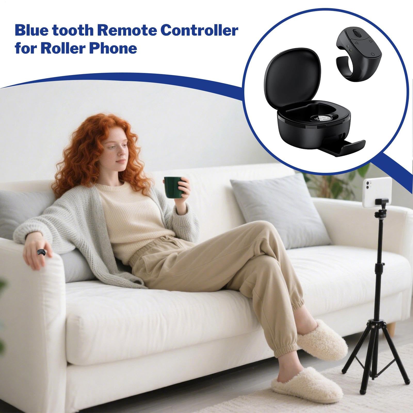 Bague de télécommande | Télécommande de défilement de doigt de 3,9 cm | Anneau de défilement ABS | Défilement intelligent ergonomique multifonctionnel avec contrôle photo vidéo, parfait pour les