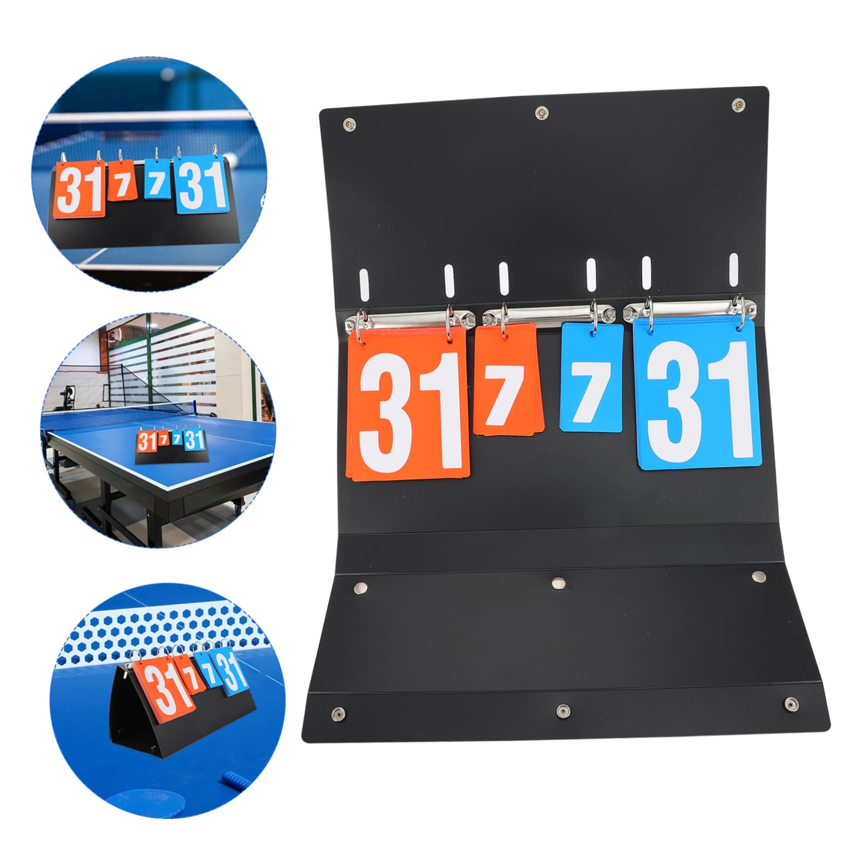 Mipcase Tabellone Segnapunti 4 Cifre Nero in PVC e Acciaio 1 Pz | Design Pratico e Professionale, per Pallavolo e Badminton, Struttura Robusta