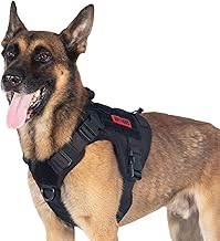 OneTigris Tactical Dog Harness Vest with Handle,Dog Harness for Large Dogs,No-Pull Service Dog Vest with Hook & Loop Panels,Adjustable Dog Vest Harness for Walking Hiking Training(Black,X-Large)