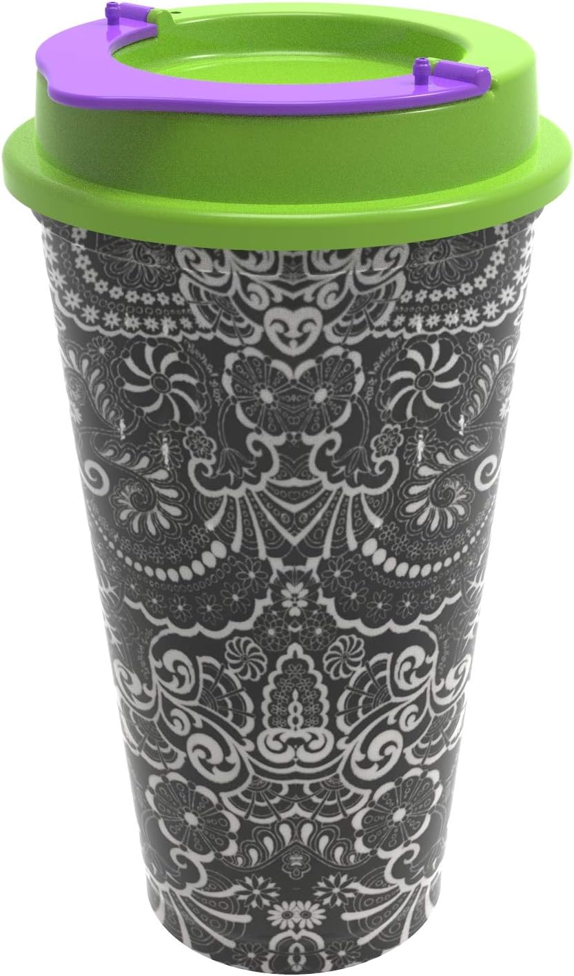 NANI"S Pampered Girls Coffee Mug Collection 475ml with Tight Fitting Flap & Lid | Stylish Coffee Sipper for Work, Office, Commute, Travel,Parties (Black)