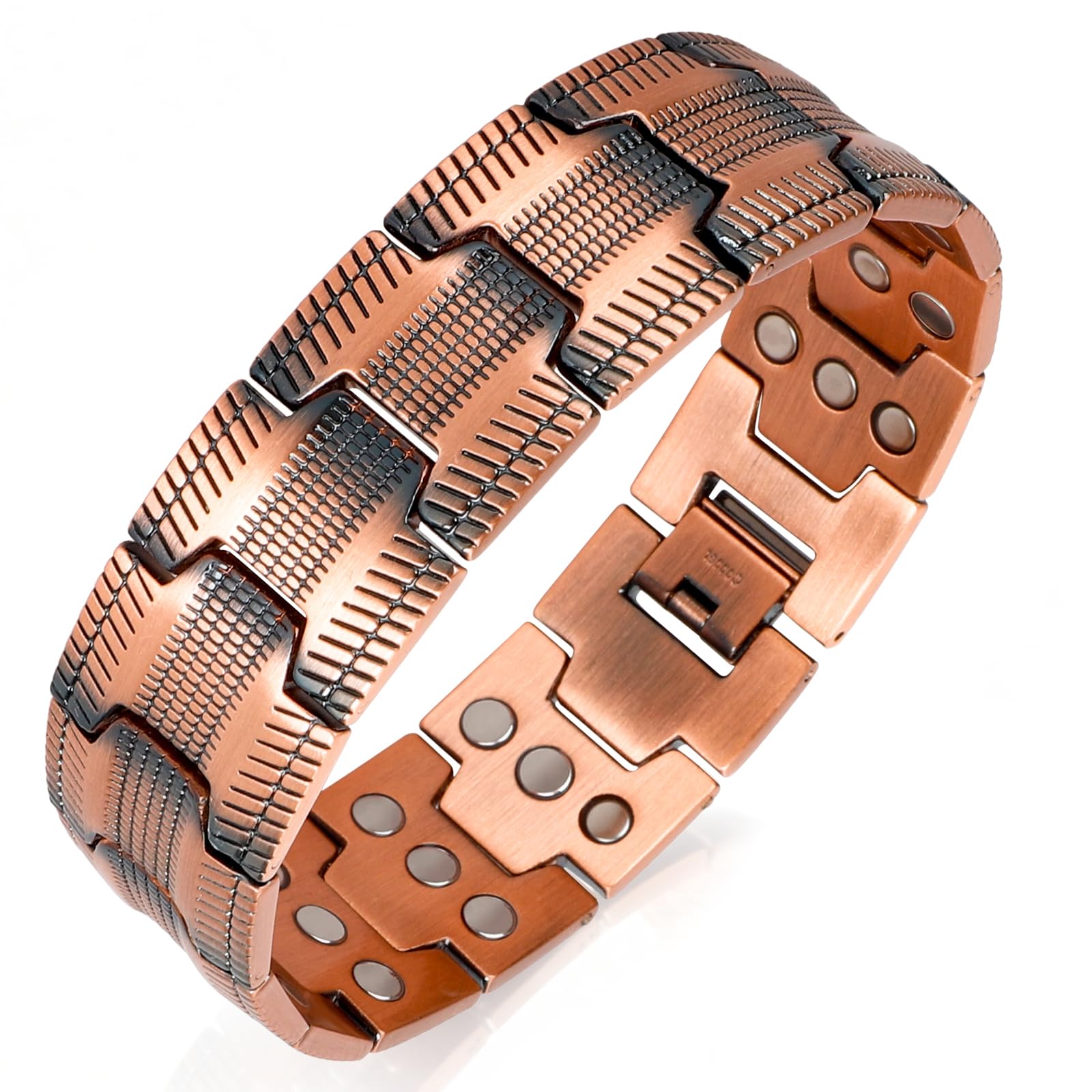 Pulsera magnética para hombre de doble fila de titanio, imanes ultrafuertes, con herramienta de ajuste y caja de regalo
