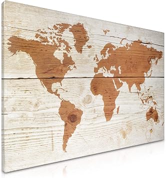 Navaris Magnetic Dry Erase Board - 16 x 24 inches Decorative White Board for Wall with Design, Includes 5 Magnets and Marker - World Map