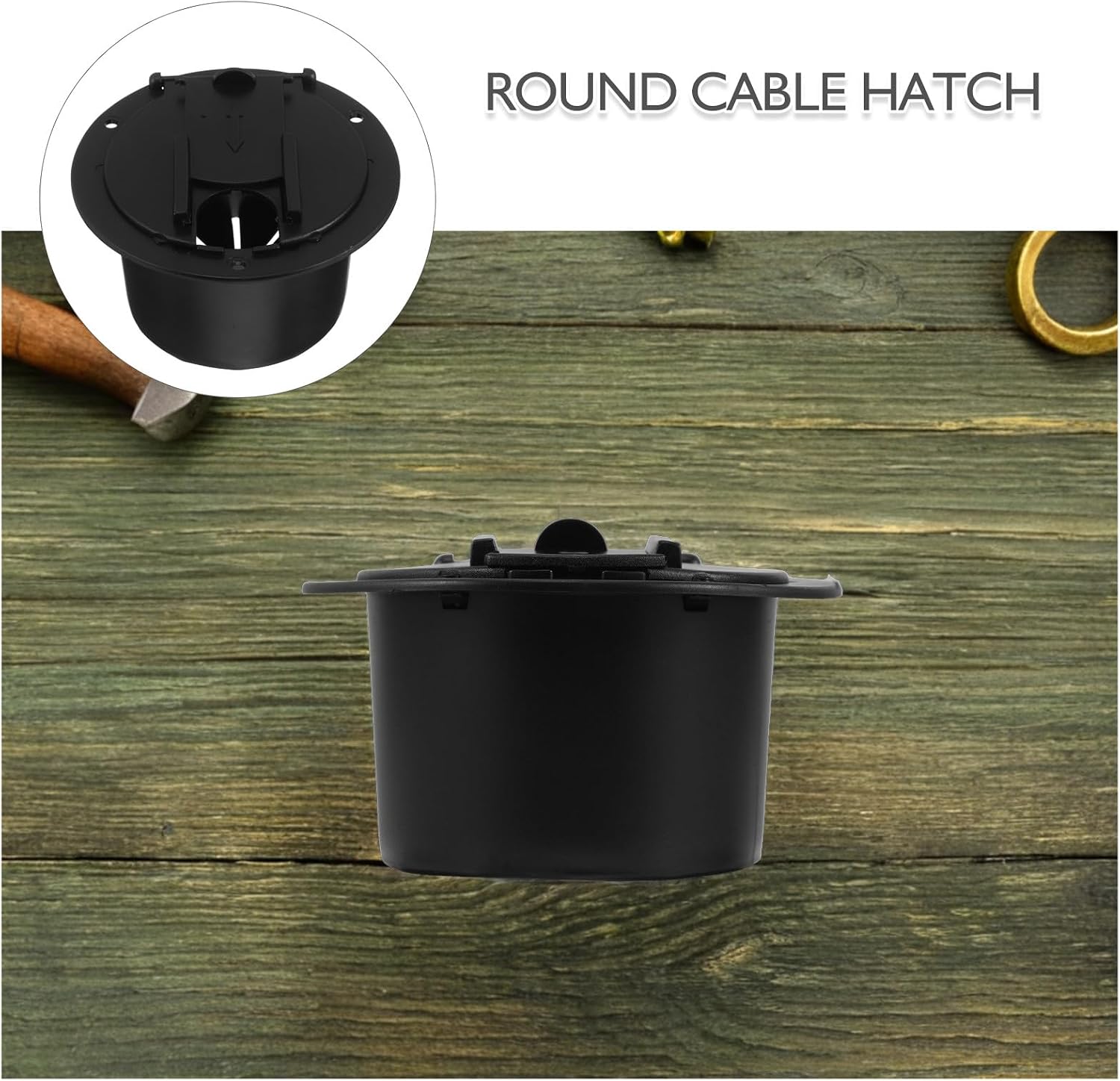2pcs RV Marine Round Cable Hatch, Heavy Duty Plastic Deck Cable Outlet, Waterproof Power Cord Pass Through Port for Boat, Camper, Travel Trailer