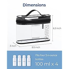 BAGSMART TSA Approved Toiletry Bag, 2 Pack Clear Makeup Cosmetic Bag Organizer, Quart Size Travel Bag for Toiletries, Carry-on Travel Accessories Essentials, Pink-2pcs