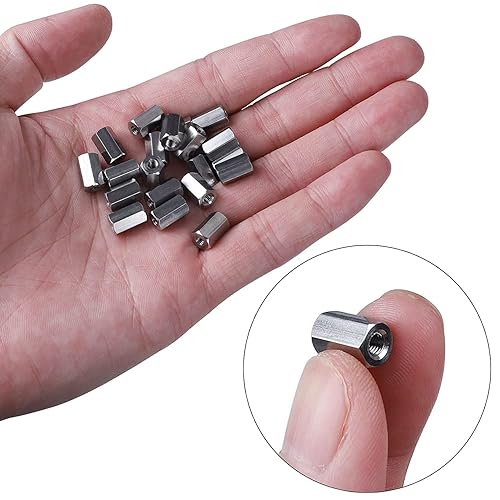 Miniatura 2 de Paquete de 20 tuercas de acoplamiento métricas hexagonales de acero inoxidable 304 M5 X 0.8 de paso de 0.591 in de longitud de ancho hexagonal de