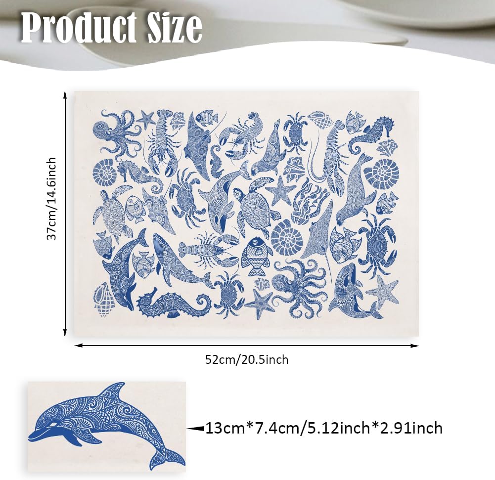 SUPERDANT 5PCS Marine Life Underglaze Paper Transfer for Pottery Fish Shark