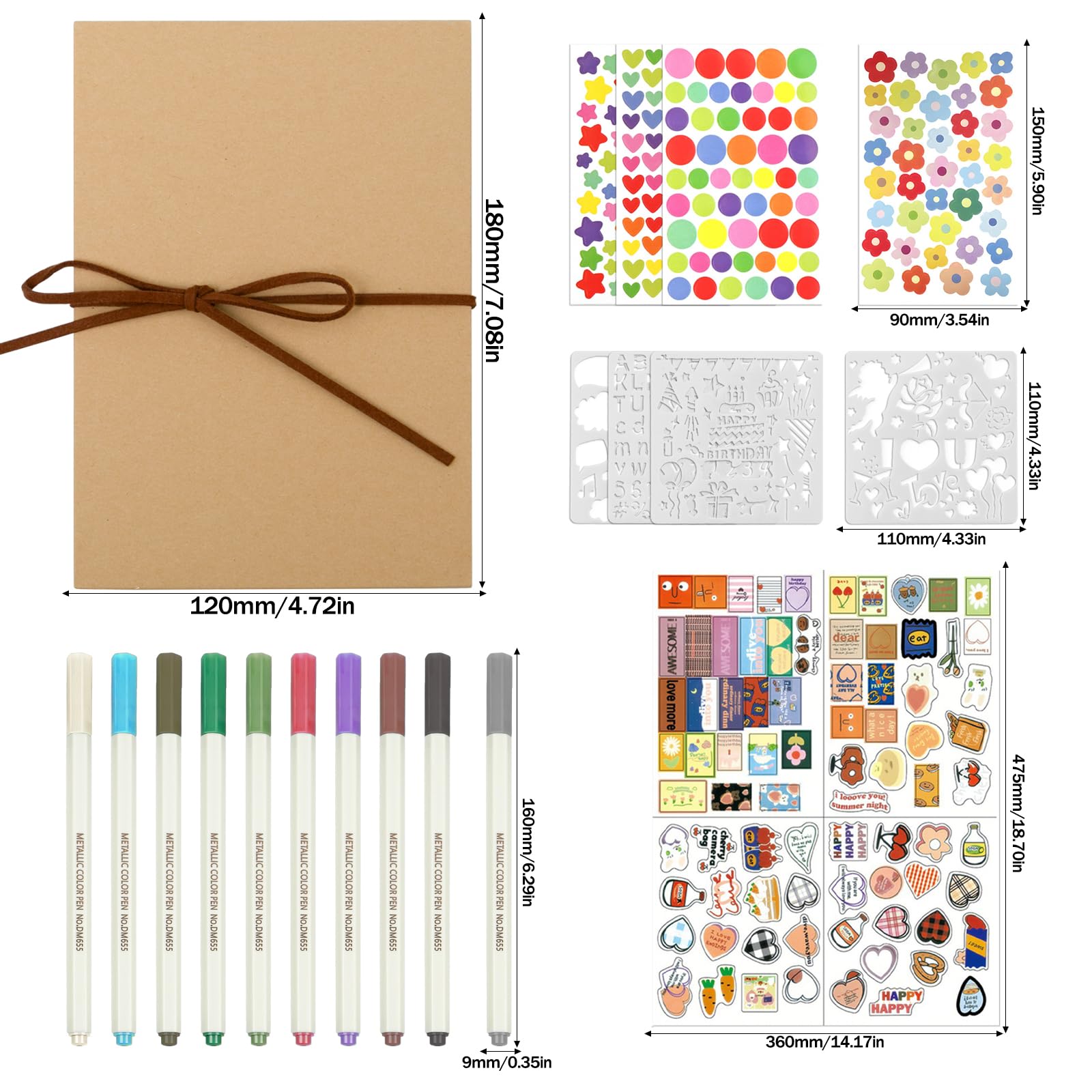 Album Fotografico a Fisarmonica Fai per Scrapbooking, Regalo Compleanno, Laurea, Anniversario, Include Adesivi e Stencil