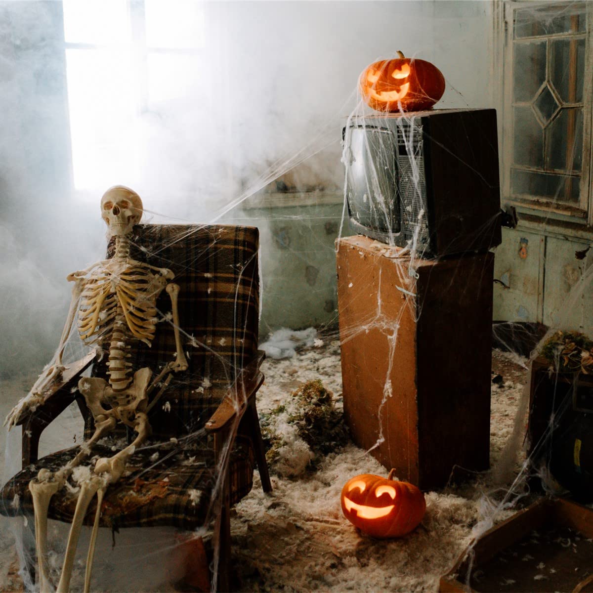 2 Stück Halloween Spinnennetz-Lampenschirme – Für Lampe, Fenster, Tür Oder Kamin (mit Bändern)