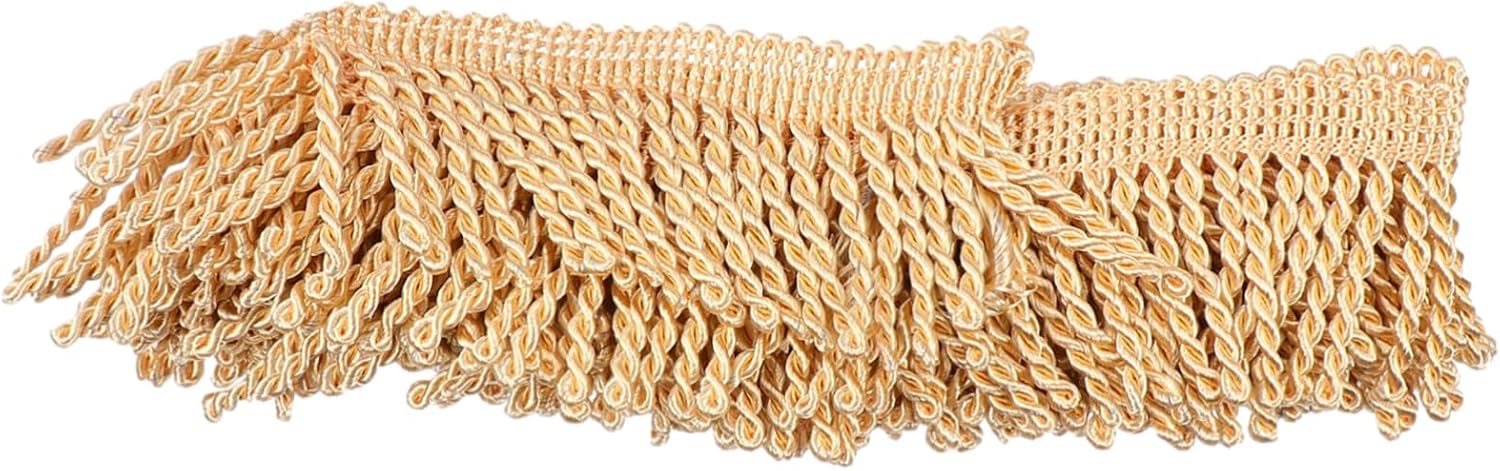 Golden Tassel Fringe Trim for Sofa Cushions, Polyester 10m Cuttable
