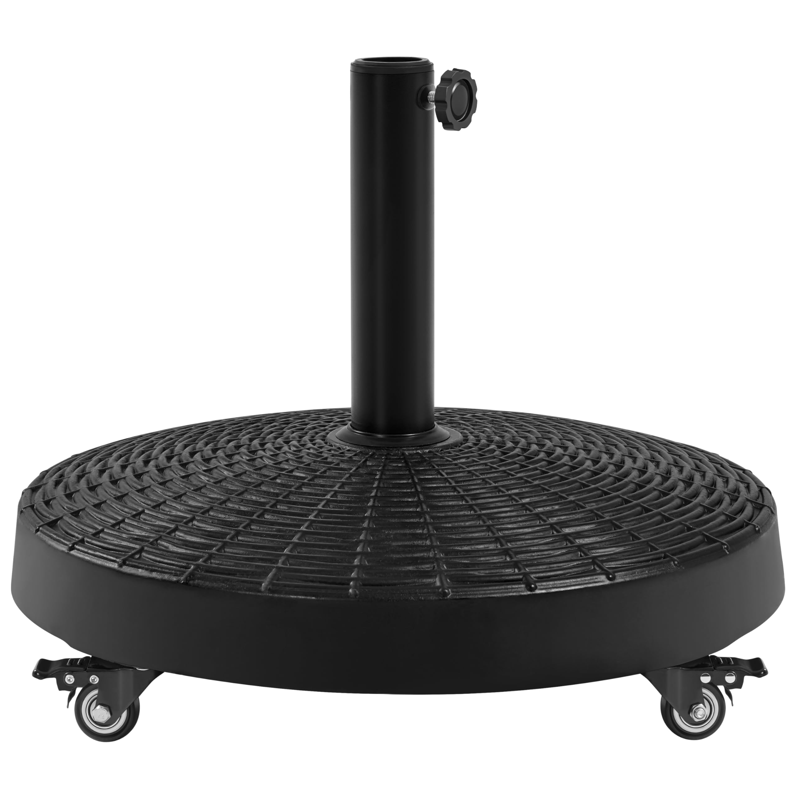 Yaheetech Base de Sombrilla con 4 Ruedas Bloqueables Soporte Redondo de Metal y Resina para Poste de Parasol de Ø38/48mm Soporte de Parasol para Jardín Patio Balcón Terraza 24kg Resistente 52x42cm