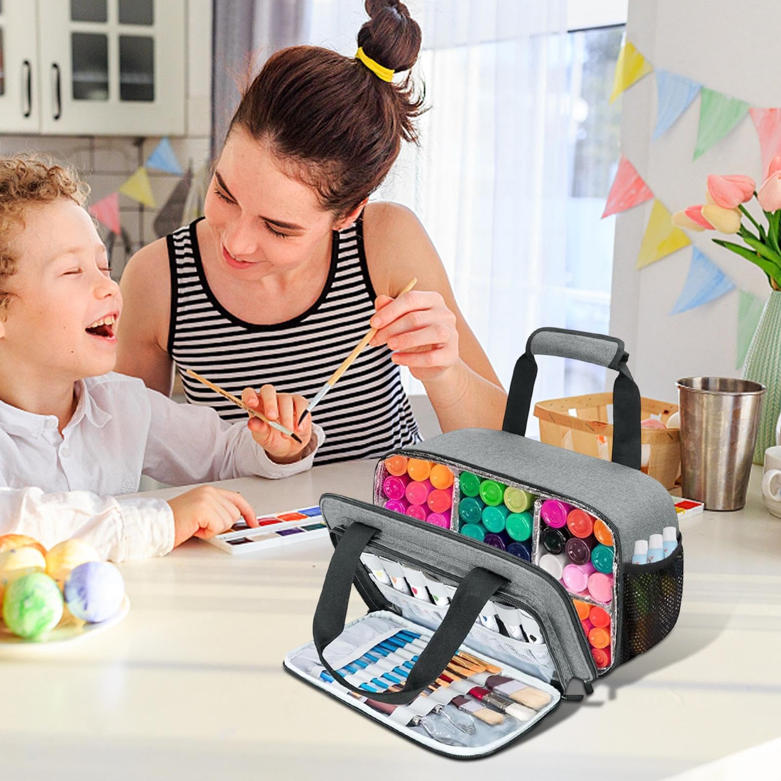 Borsa artistica da viaggio | Borsa organizer per forniture artistiche, organizer per organizzare e riporre oggetti con tasche, grande capacità, organizer per oggetti artigianali, pennelli e
