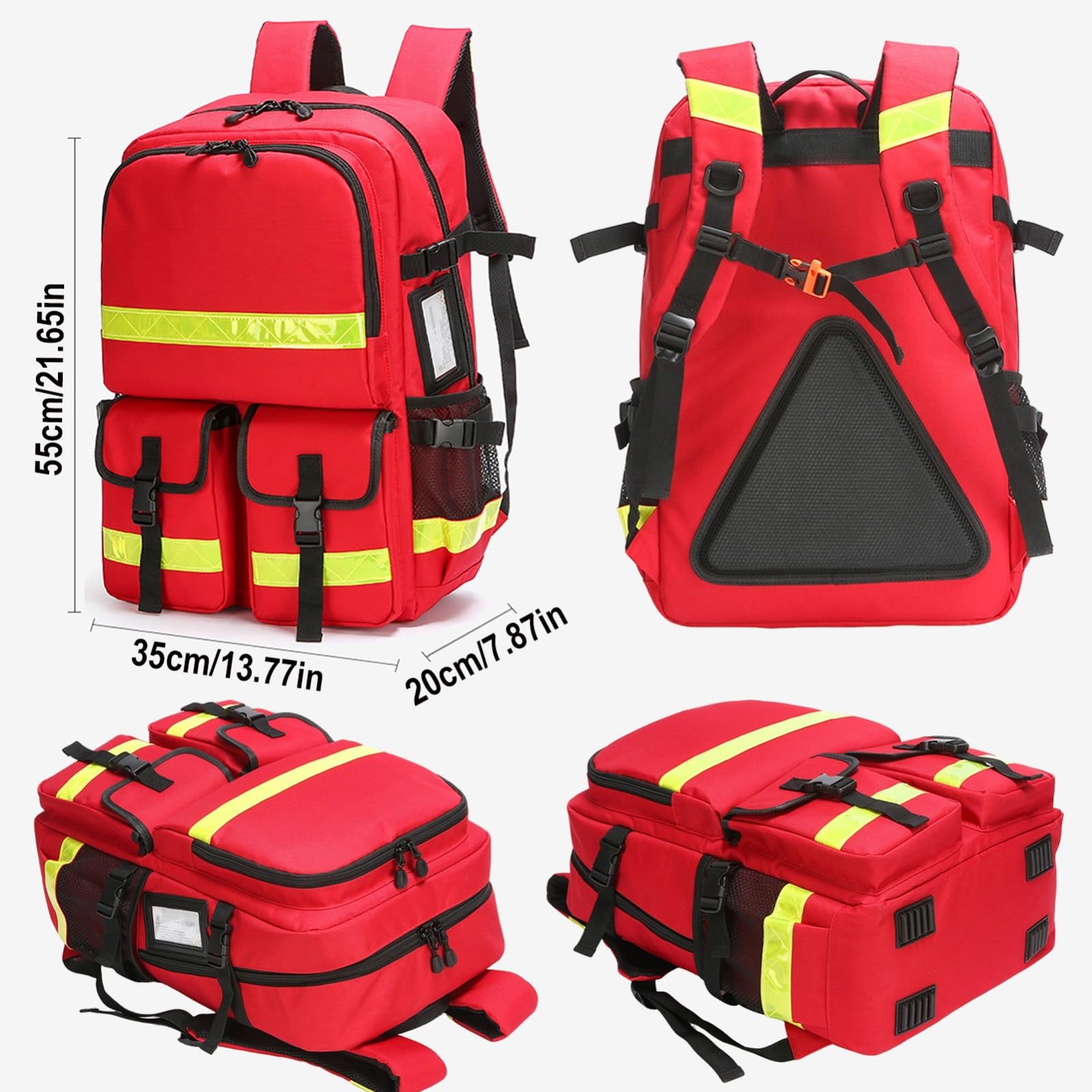 Erste Hilfe Tasche Leer,Notfall-Trauma-Rucksack mit reflektierender,Großer Wasserdicht Verschleißfest Verstellbarer Riemen Atmungsaktiv Rücken für Reisen Haus,Auto,Arbeitsplatz,Outdoor(Black)