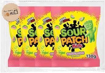 Sour Patch Kids Watermelon Sweets 4 Pack Bundle - x4 130g Sharing Bags