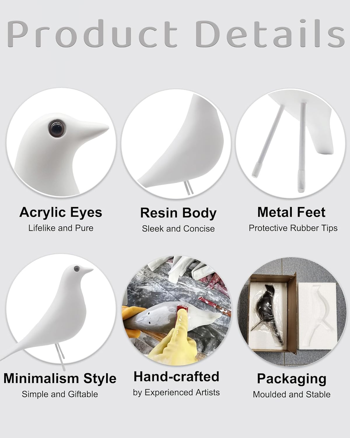 Mid Century Modern Bird Figurines - Decorative Sculptures for Living Room, Shelf, Mantle, TV Stand, Tabletop, Nightstand, Office, Kitchen - Unique Home Decor & Gifts for Bird Lovers