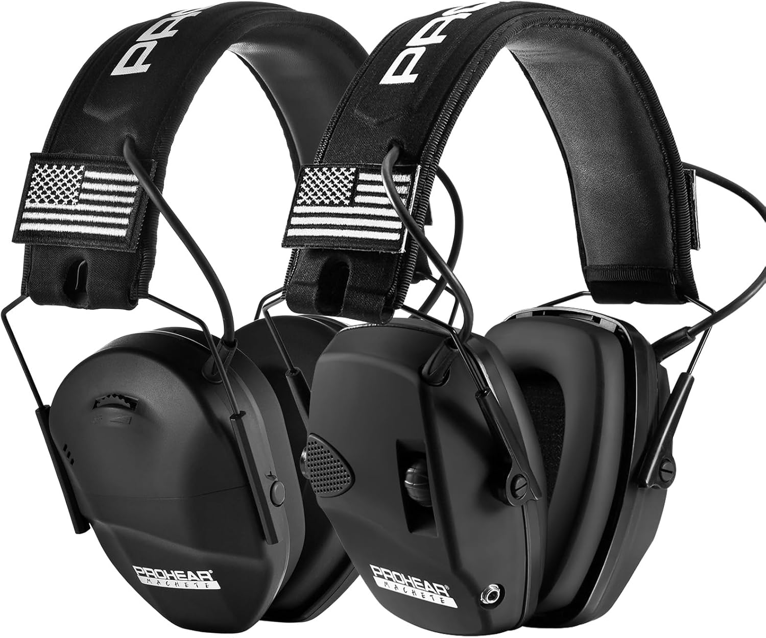PROHEAR Electronic Shooting Ear Protection Bundle – Slim Fit & Standard Fit 23dB NRR Earmuffs with 4X Sound Amplification – Ideal for Range, Hunting & Mowing – Black + Black (2-Pack)