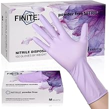 FINITEX Nitrile Disposable Latex Free Gloves Purple - 5mil 100PCS/Box Latex Free Powder Free 12inch Gloves Guantes de Nitrilo Cleaning Medical Exam Food Cooking Gloves Medium, Box of 100
