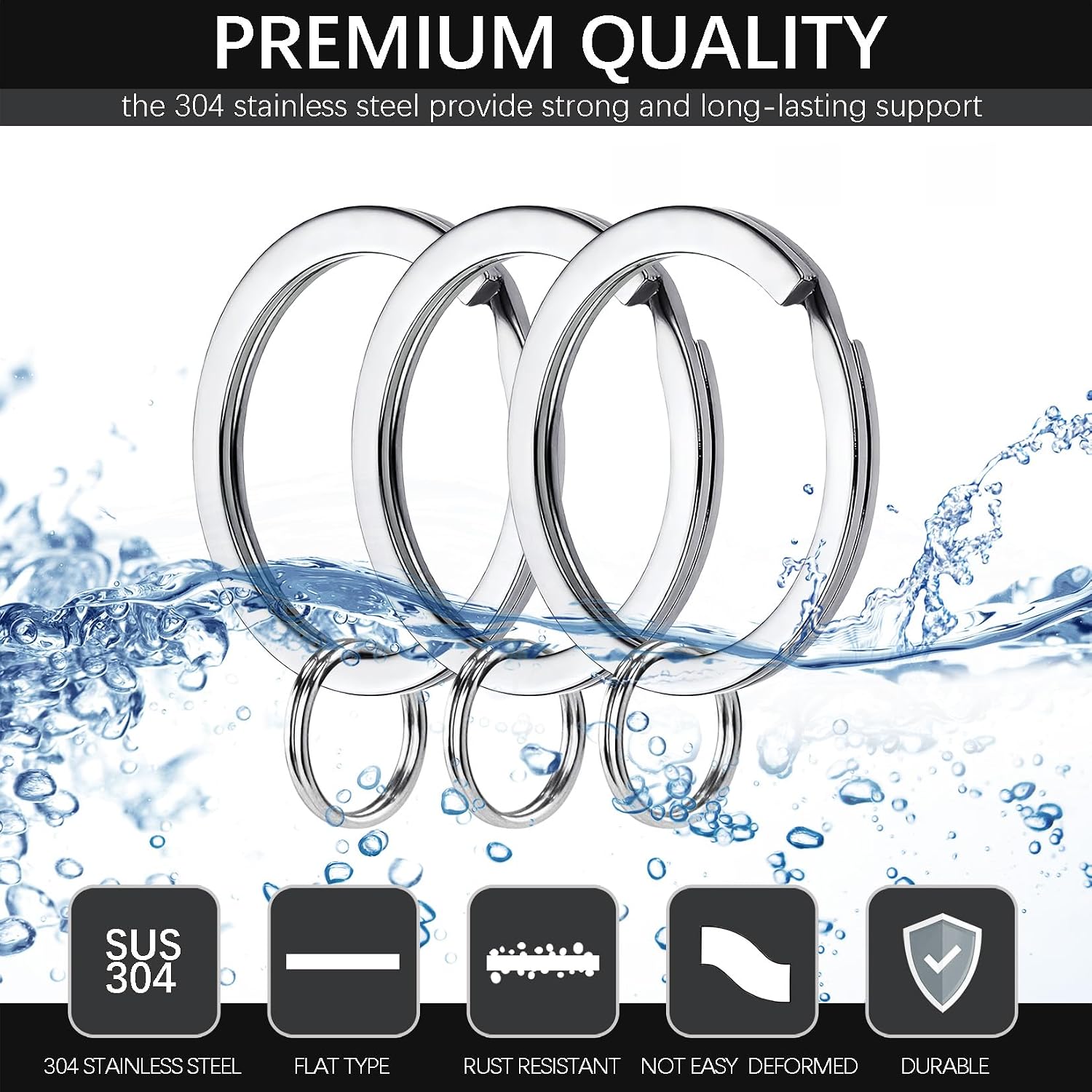Surgical and Marine Grade Stainless Steel Split Ring for Keychains Heavy Duty Small Key Rings for Car Keys, Round Flat 1 Inch(25mm), 15 Pieces Bulk Set, Silver image 4