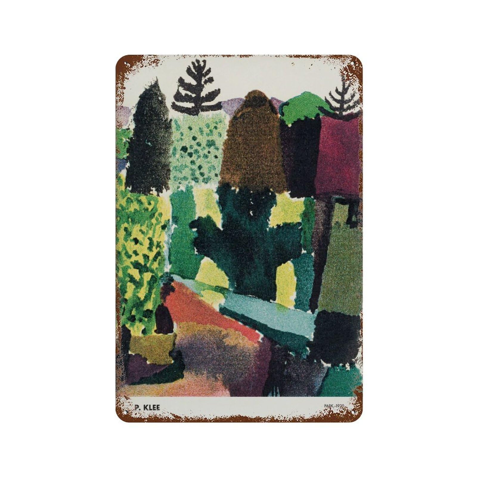 xiaoxiaoshen Paul Klee Park Landscape Abstract Wall Decor Art Metal Tin Poster Modern Home Decor Art Home Bar Shop Decorations Vintage Sign 30x20cm
