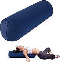 MABOZOO Round Yoga Bolster Pillow - Shredded Memory Foam Cylindrical Cushion with Washable Cover for Yoga, Meditation & Restoration