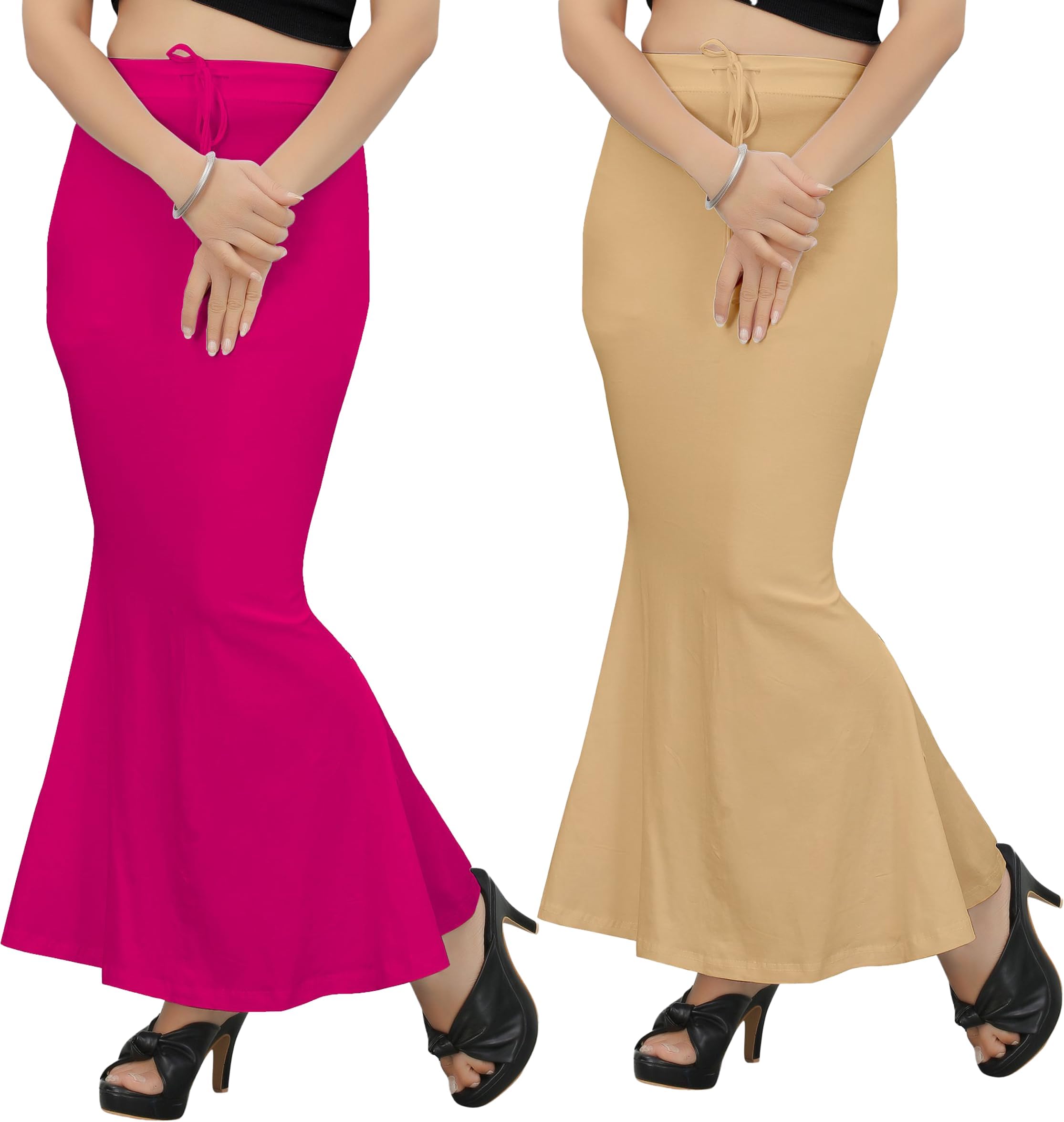 KASHIKAY CREATIONPatticoat Shapewear for Women Combo | Fishcut Flare Patticoat, Shapewear for Under Saree Combo | Underskirt for Saree,Saree Shaper Pack of 2