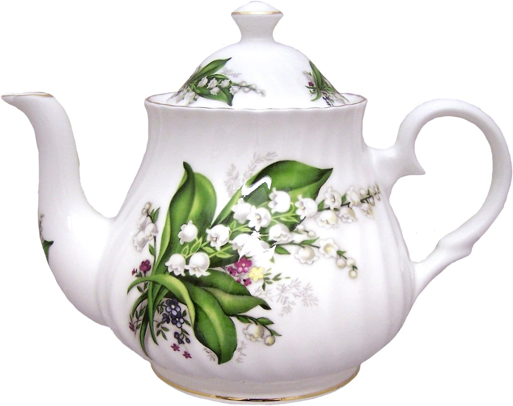 LILY OF THE VALLEY 6 CUP TEAPOT - FINE ENGLISH BONE CHINA