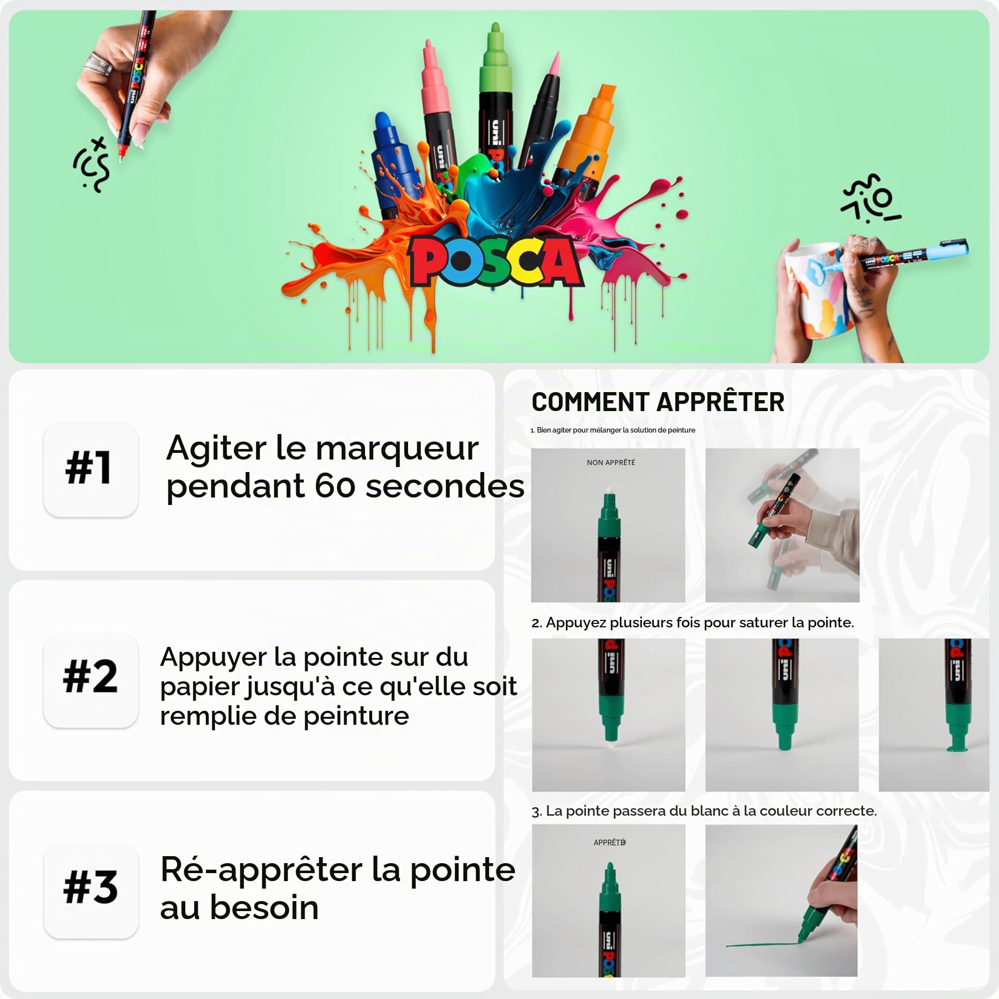 POSCA - Marqueurs acryliques PC-5M, lot de 16, 1,8-2,5 mm, pointe ronde
