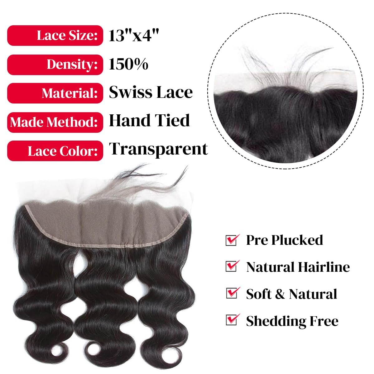 12A Body Wave 3 Bundles with Frontal Human Hair Bundles with 13x4 Lace Frontal (18 20 22+16 Inch) Brazilian Body Wave Hair Virgin Hair Ear to Ear 13x4 Frontal Natural Black