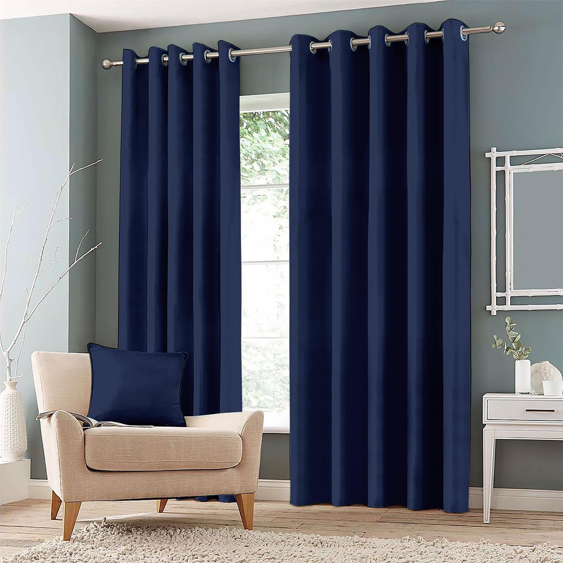 Roseley Navy Blue Eyelet Blackout Curtains For Bedroom Living Room Two Thermal Insulated Panels Noise Reduction Window Treatment [, 66" X 54"]