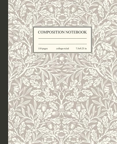Composition Notebook College Ruled: Beautiful Vintage Beige Cream Floral Pattern | Botanical Aesthetic Journal for School, College &amp; Work