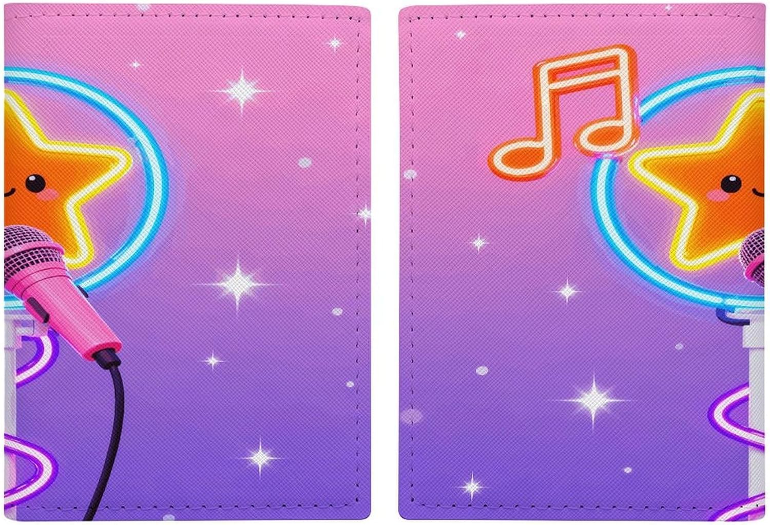Cute Neon Music Passport Holder for Women Men Ultra Slim Passport Wallet PU Leather Passports Cover for Travel Gifts