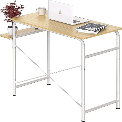Miniatura 7 de SHW Escritorio pequeño para computadora de oficina en casa con estante, roble Roble,Marrón (Rustic Brown),Blanco,https://www.amazon.com/dp/undefined