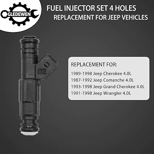 Miniatura 3 de Inyector de combustible, 4 agujeros, 6 piezas  para Jeep Wrangler Cherokee Grand Cherokee Comanche 4.0 1987-1998  Reemplazar # 0280155703,