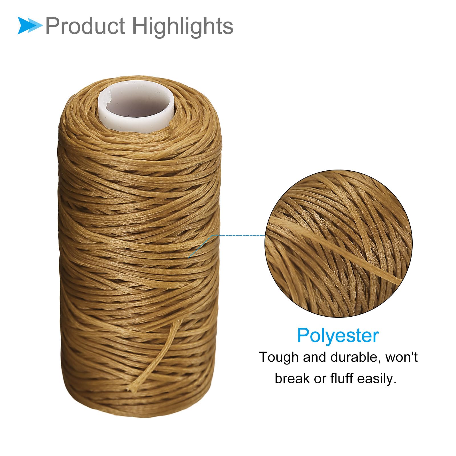 CoCud Leather Sewing Threads, 55 Yards 150D/1mm Thread, Polyester Stitching Thread Golden Brown - Image 4