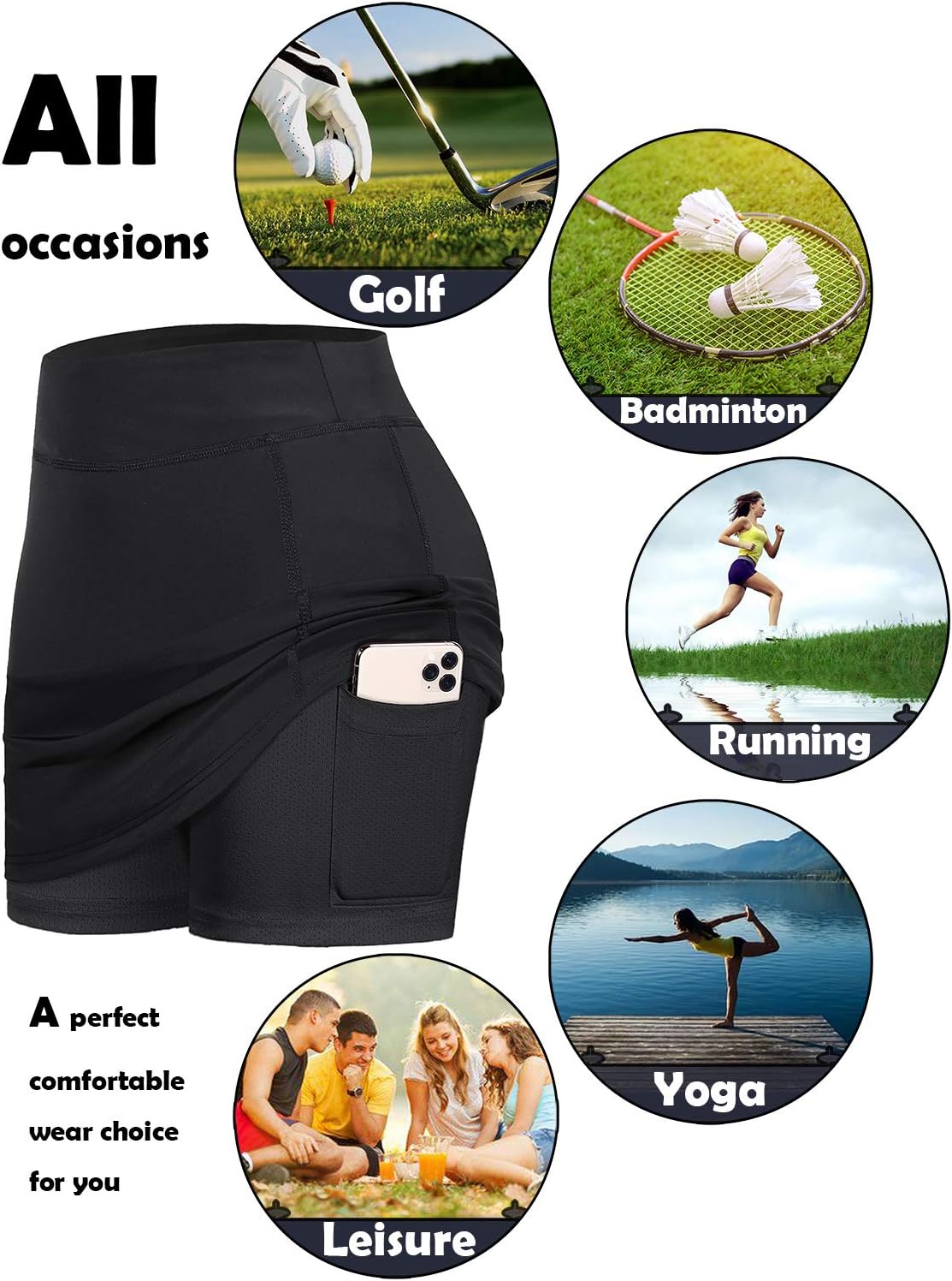 BLEVONH Womens Summer Tennis Skirts with Shorts Underneath, Pickleball, Athletic, Workout and Golf Skorts with Pockets - Image 6