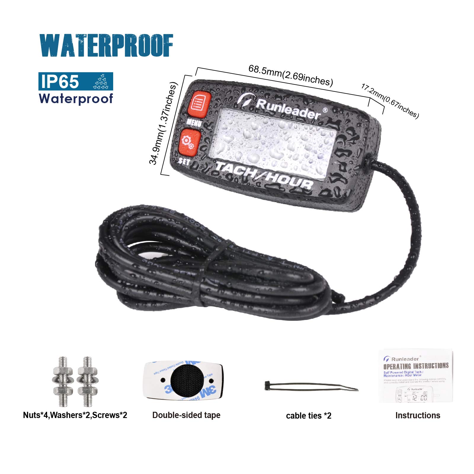 Snapklik.com : Digital Gas Engine Tachometer, Hours & RPM Record ...
