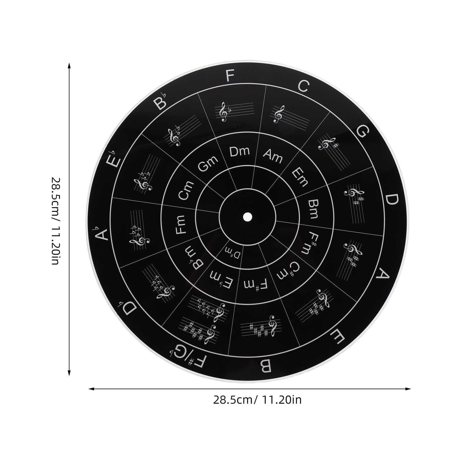Acryl Plattenteller Slipmat mit Quintenzirkel Schwarz Runde Plattenspielermatte zur Schallplatten Vibrationsdämpfung und Optimalem Schutz bei Dj Partys