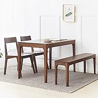 Vista 4 de Banco de comedor, banco de madera de roble macizo, mesa de comedor para interiores, hogar, dormitorio, extremo de cama, restaurante, muebles