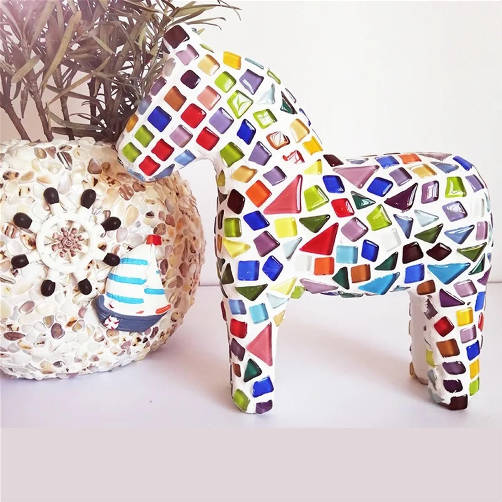Teselas Para Mosaicos Paquete de Material de arte cerámico de mosaico, artesanías creativas de modelado de Pony, azulejos, decoración de habitación(1 cm Mosaic horse C)