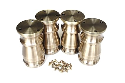 Buhoet 3.15 Inch Height Adjustable Metal Furniture Legs,Aluminum Alloy Solid Thick Cabinet feet Kitchen Adjustable Feet for TV Stand, Sofa, Cabinet, etc Pack of 4(with 12 Screws) (Bronze)