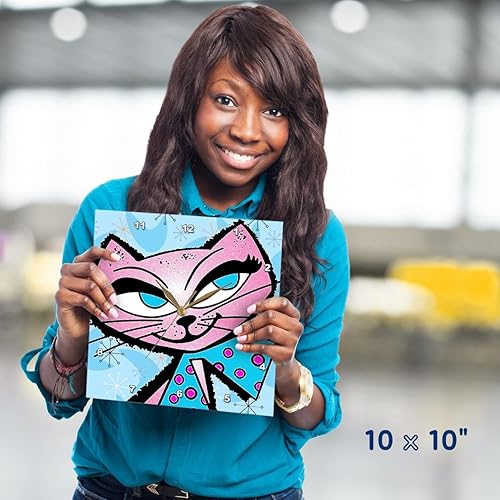 Miniatura 5 de 3dRose DPP_11147_1 Reloj de pared, gato retro, 10 x 10 pulgadas