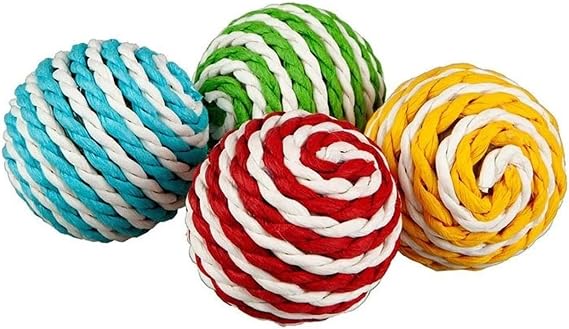Busstier Drawstring Cat Ball, Drawstring Wrapping Cat Toy, Colorful Sound Making Cat Ball 2 Pieces