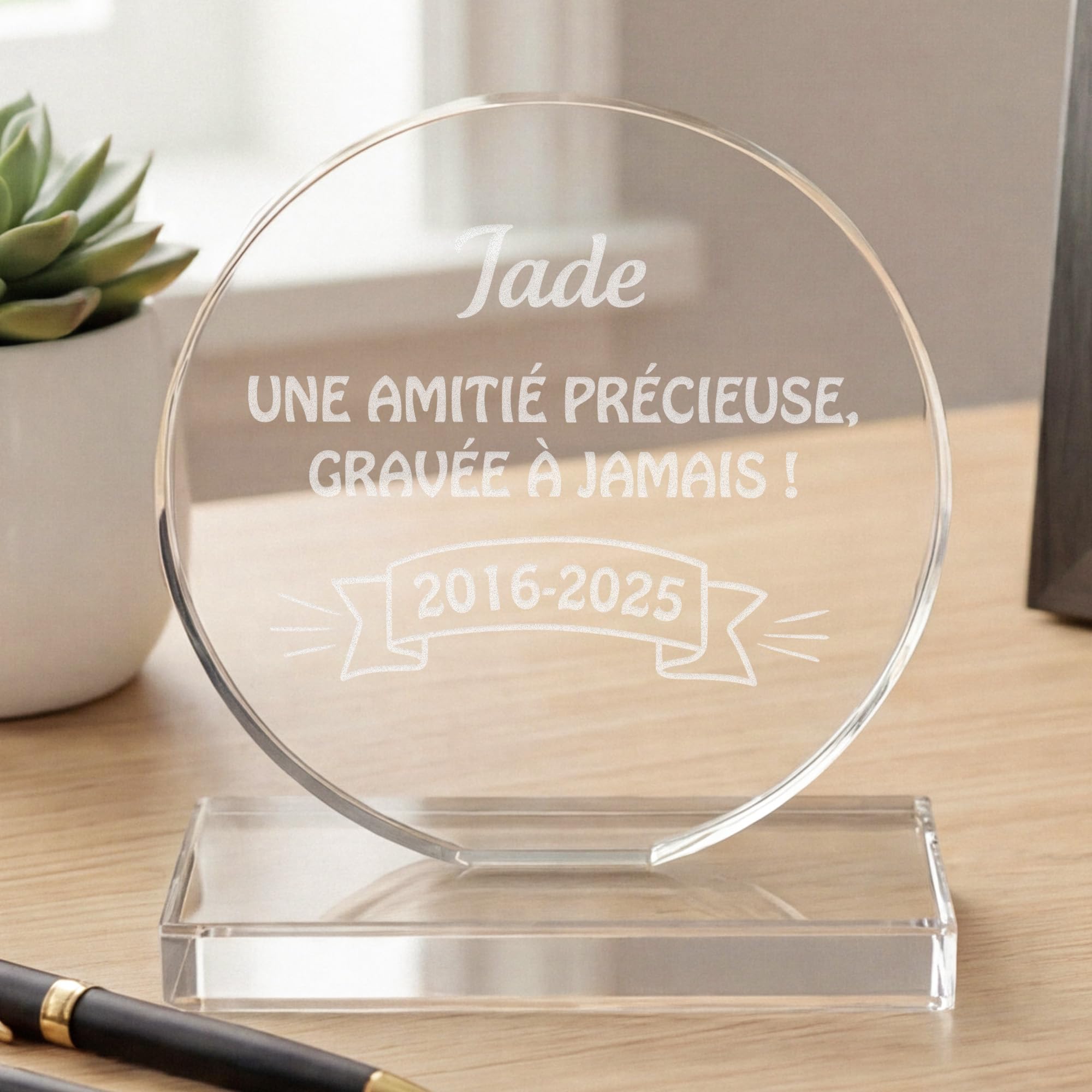 KDO MAGIC - Trophée Personnalisable - Coffret Cadeau Inclus - Trophée Verre personnalisé - Texte, prénom ou Date gravé - Retraite, Récompense, Sport