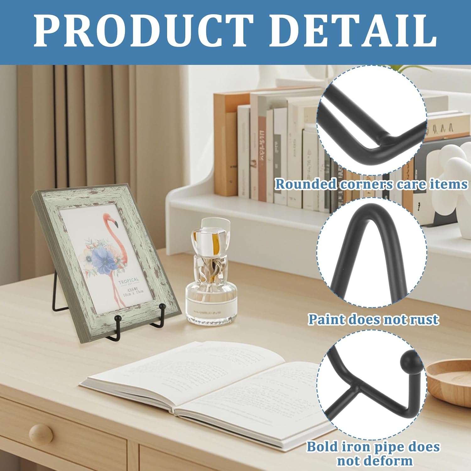 DAJAVE 20 Pack 6 Inch Plate Stands for Display, Metal Picture Stand Frame Holder, Black Plate Holder for Displaying Picture, Book, Decorative Dish, Tabletop Art