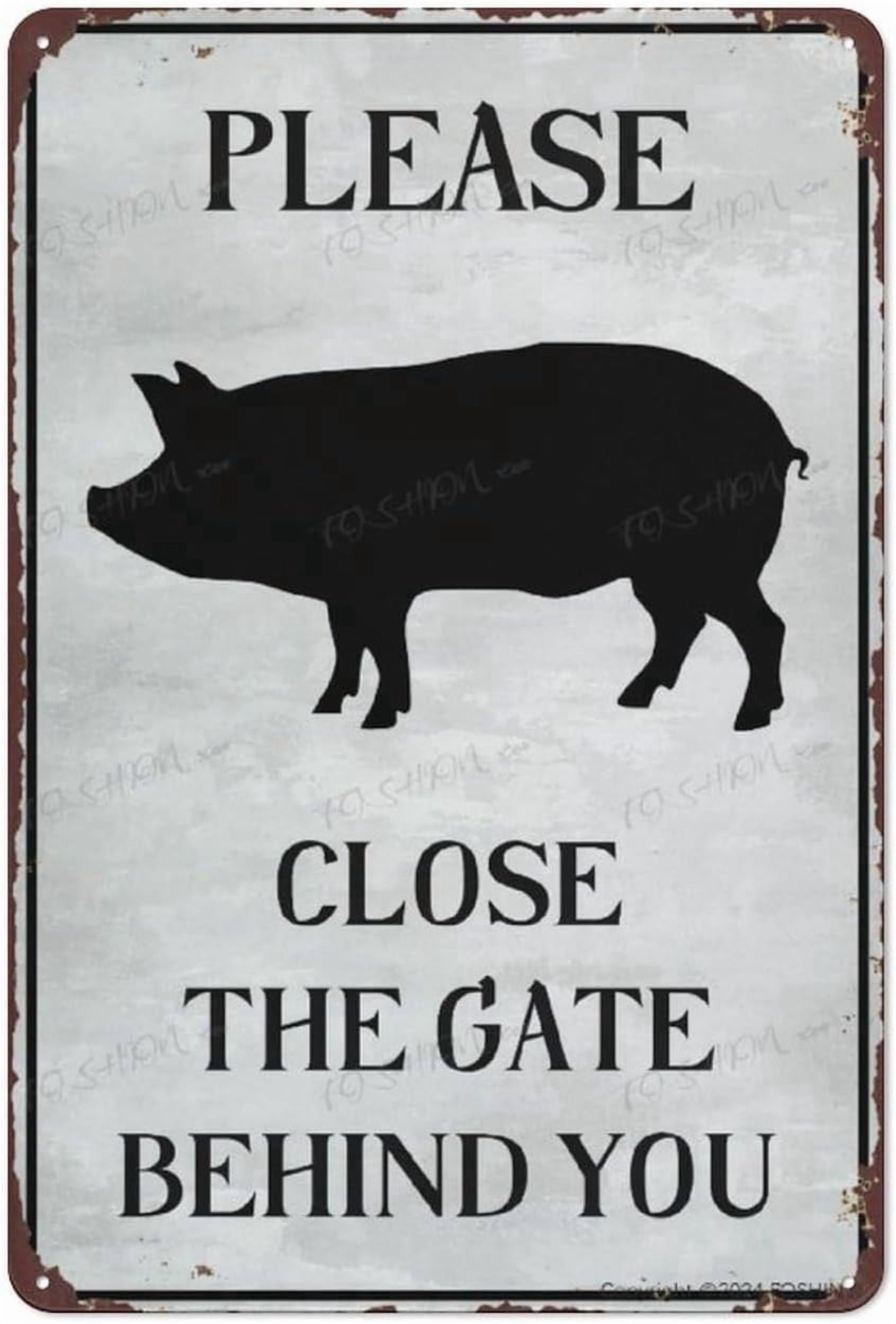 (2-Pack) Metal Tin Sign Sign Please Close The Gate Behind You Pig Silo Sign 12"X8" Signs For Property Yard House Office