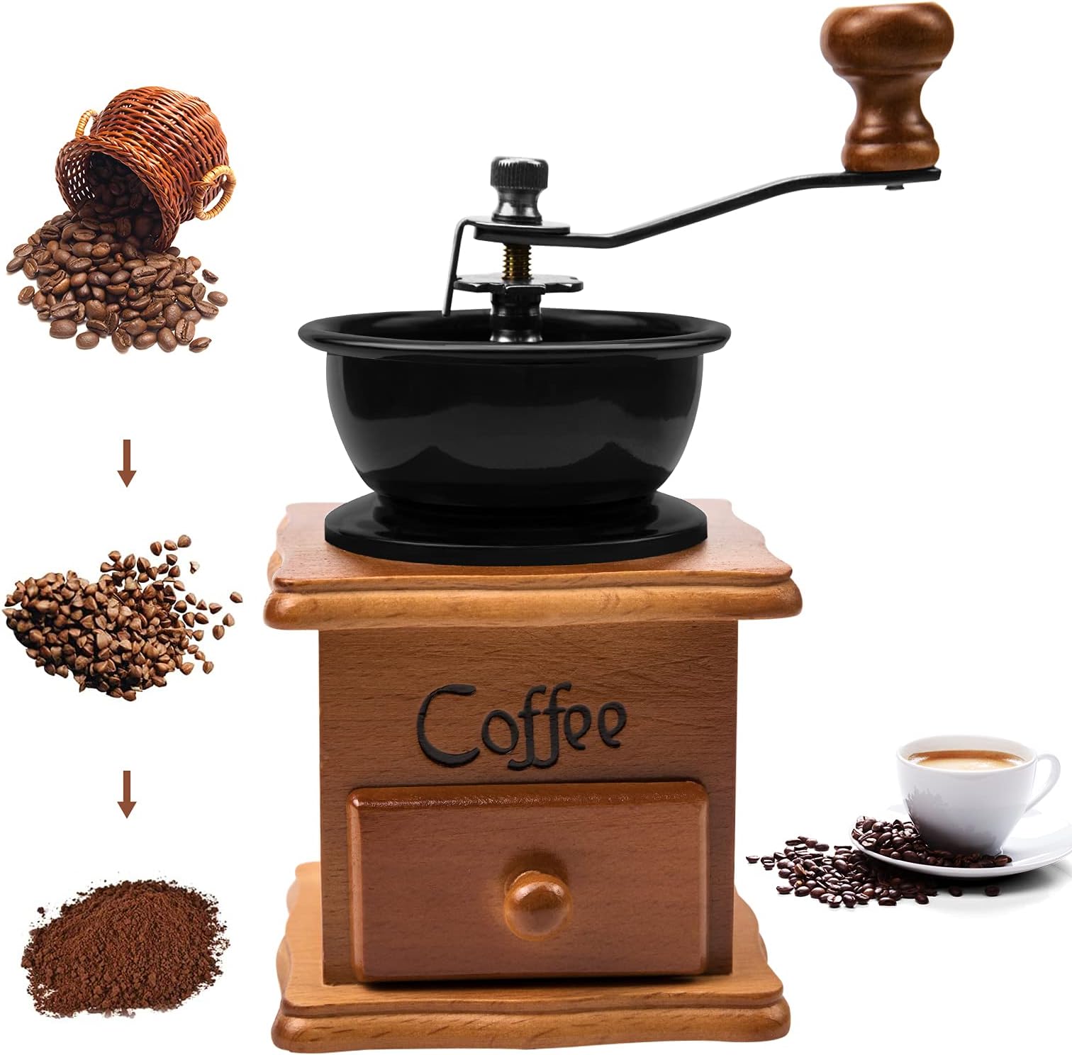 Moulin à Café Manuel JavaPresse - Meule Conique Réglable, Neuf