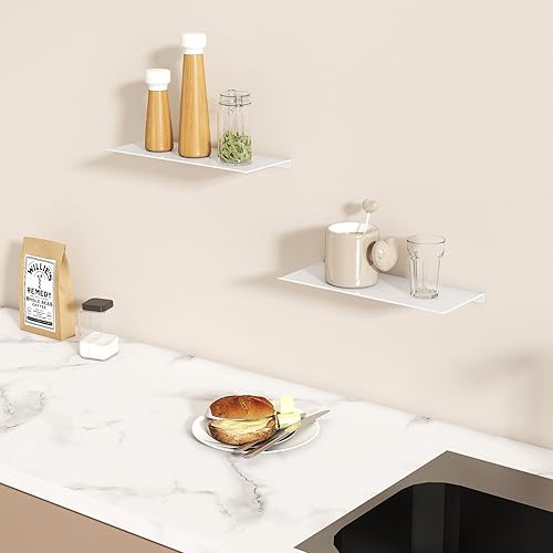 Miniatura 7 de MKO Estantes flotantes de 12 pulgadas para pared, estante pequeño de metal montado en la pared para baño, dormitorio, sala de estar, cocina,