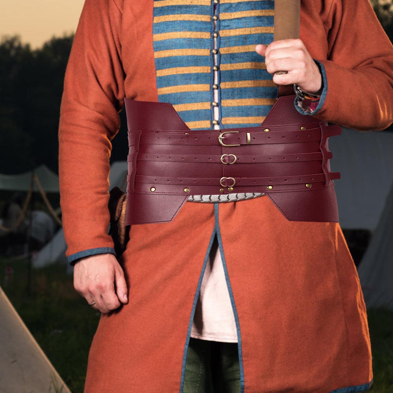 Cintura armatura medievale in pelle larga | Accessori per costumi cosplay fatti a mano con cintura Steampunk | Cintura armatura del cavaliere vichingo rinascimentale